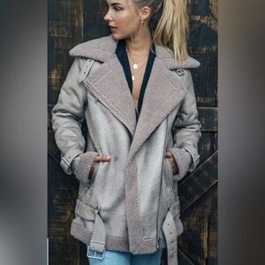 Anthropologie Avec Les Fillles Women’s Moto Sherpa Jacket Size Medium